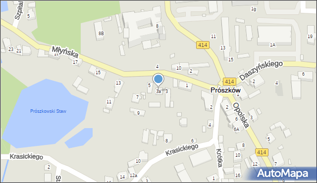 Prószków, Młyńska, 3a, mapa Prószków