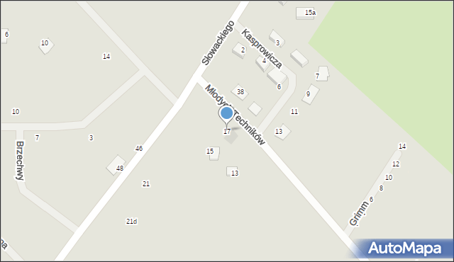 Pyrzyce, Młodych Techników, 17, mapa Pyrzyce