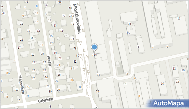 Radom, Młodzianowska, 73A, mapa Radomia