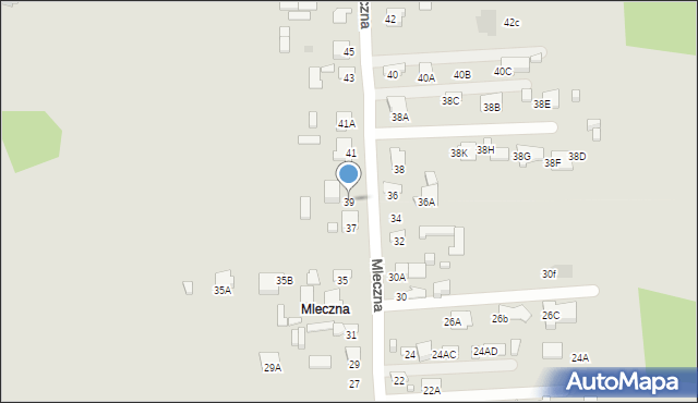 Radom, Mleczna, 39, mapa Radomia