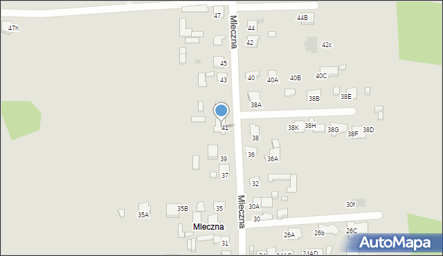 Radom, Mleczna, 41/1, mapa Radomia