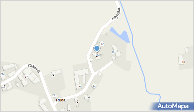 Ruda, Młyńska, 10, mapa Ruda