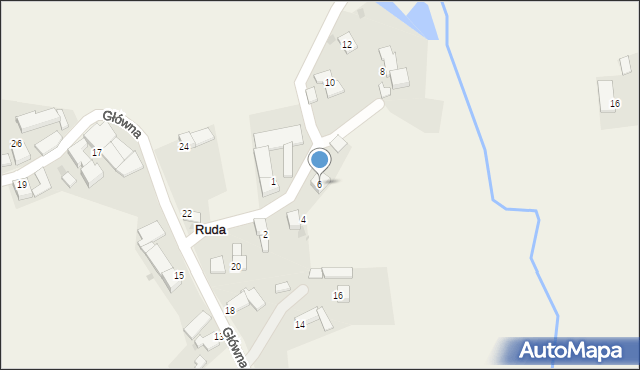 Ruda, Młyńska, 6, mapa Ruda