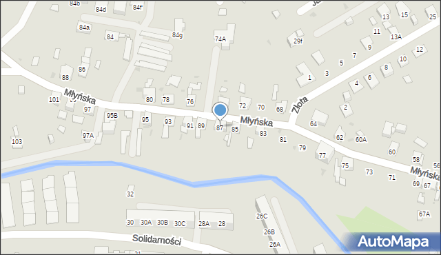 Ruda Śląska, Młyńska, 87, mapa Rudy Śląskiej