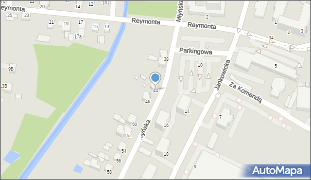 Rybnik, Młyńska, 44, mapa Rybnika