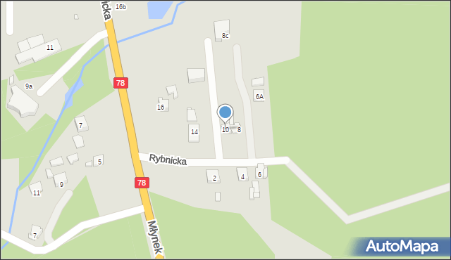 Rybnik, Młynek, 10, mapa Rybnika