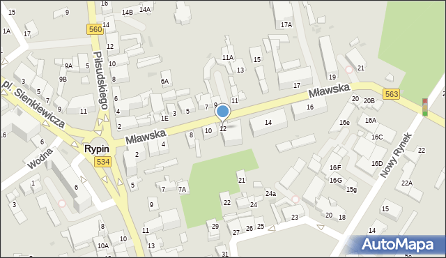 Rypin, Mławska, 12, mapa Rypin