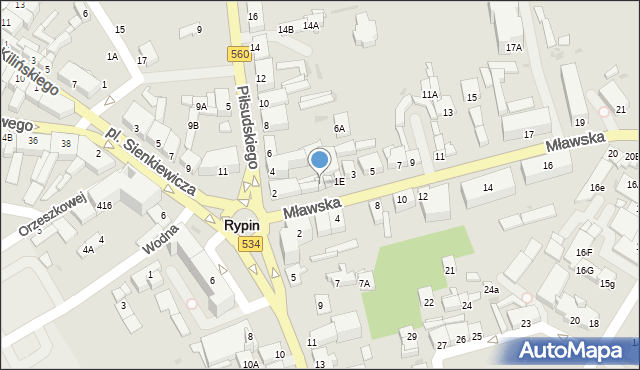 Rypin, Mławska, 1c, mapa Rypin