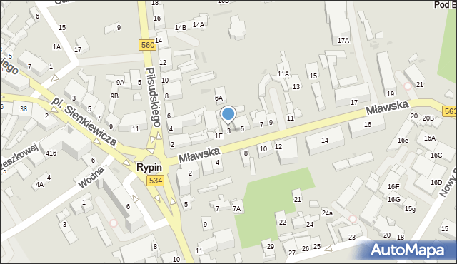 Rypin, Mławska, 3, mapa Rypin