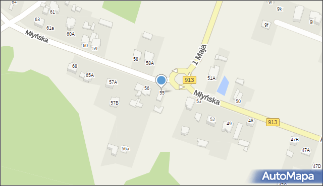 Siemonia, Młyńska, 55, mapa Siemonia