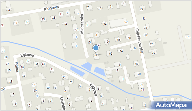 Sońsk, Mleczarska, 9, mapa Sońsk