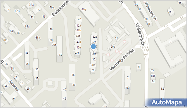 Szczecin, Młodzieży Polskiej, 30a, mapa Szczecina