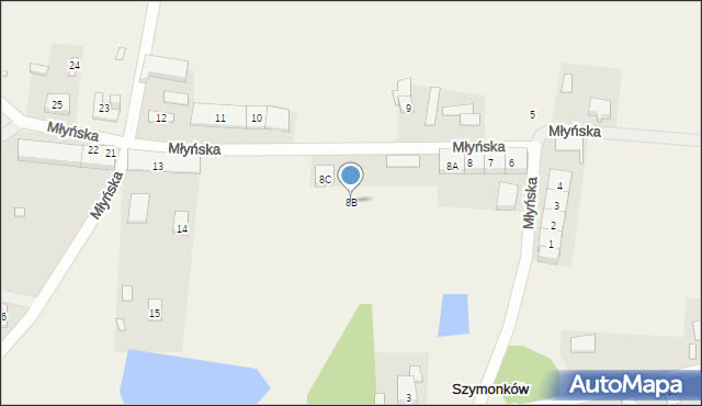 Szymonków, Młyńska, 8B, mapa Szymonków