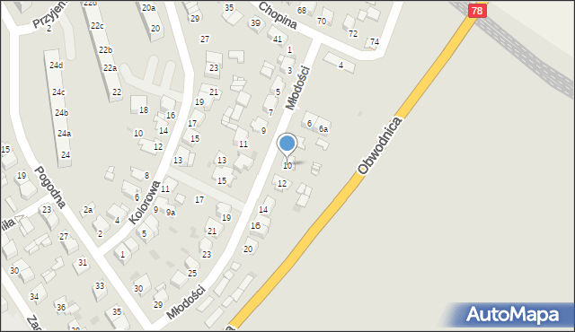 Tarnowskie Góry, Młodości, 10, mapa Tarnowskie Góry