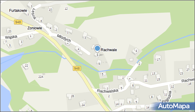 Tresna, Młodych, 7, mapa Tresna