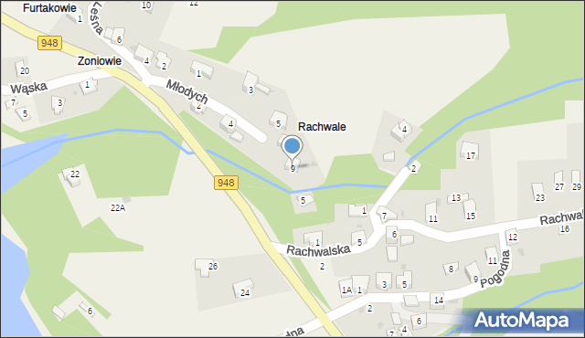 Tresna, Młodych, 9, mapa Tresna