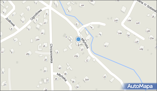 Trzebinia, Młyńska, 8, mapa Trzebinia