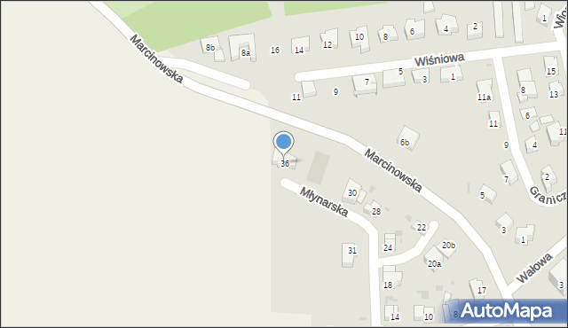 Trzebnica, Młynarska, 36, mapa Trzebnica