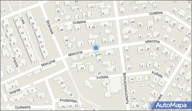 Warszawa, Mleczna, 8, mapa Warszawy