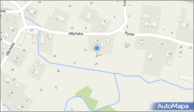 Wola Filipowska, Młyńska, 13, mapa Wola Filipowska