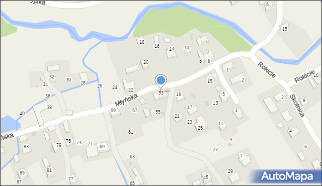 Wola Radziszowska, Młyńska, 53, mapa Wola Radziszowska