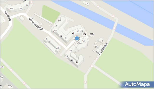 Wrocław, Młodnickiego Artura, 36a, mapa Wrocławia