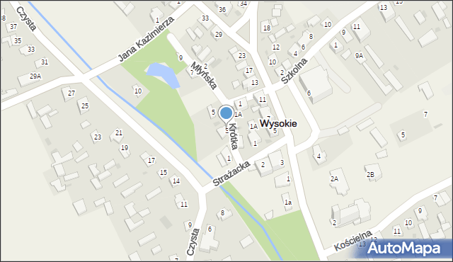 Wysokie, Młyńska, 3, mapa Wysokie