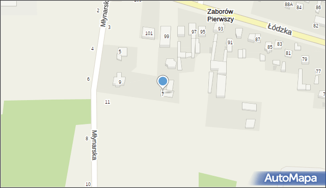 Zaborów Pierwszy, Młynarska, 7, mapa Zaborów Pierwszy