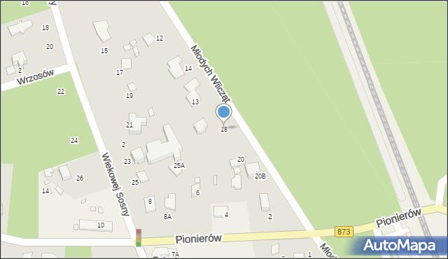 Zalesie Górne, Młodych Wilcząt, 18, mapa Zalesie Górne