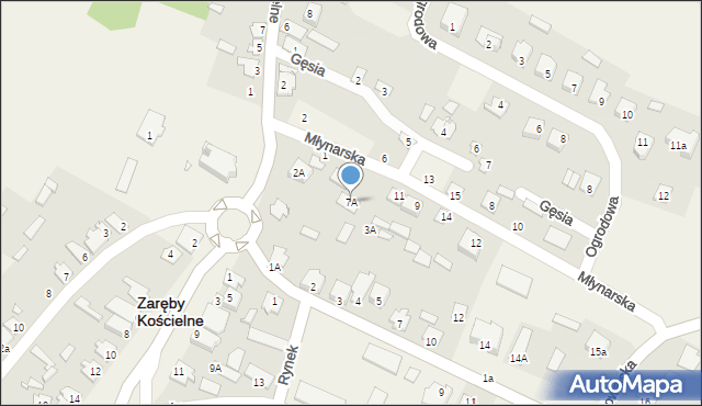 Zaręby Kościelne, Młynarska, 7A, mapa Zaręby Kościelne