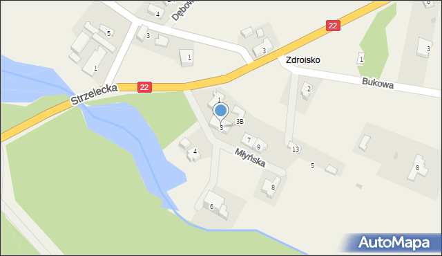 Zdroisko, Młyńska, 3, mapa Zdroisko