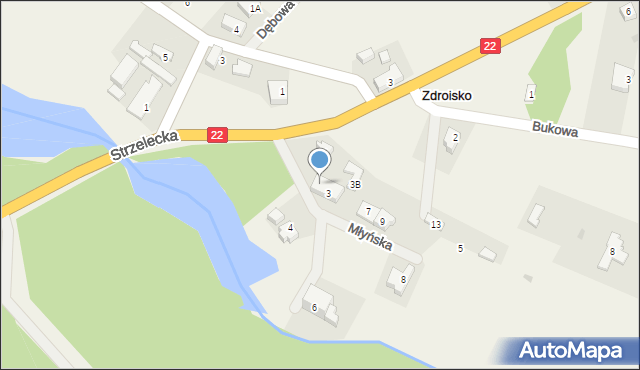 Zdroisko, Młyńska, 3A, mapa Zdroisko