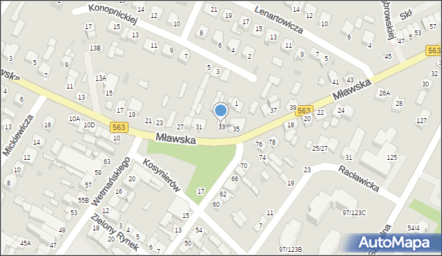 Żuromin, Mławska, 33, mapa Żuromin