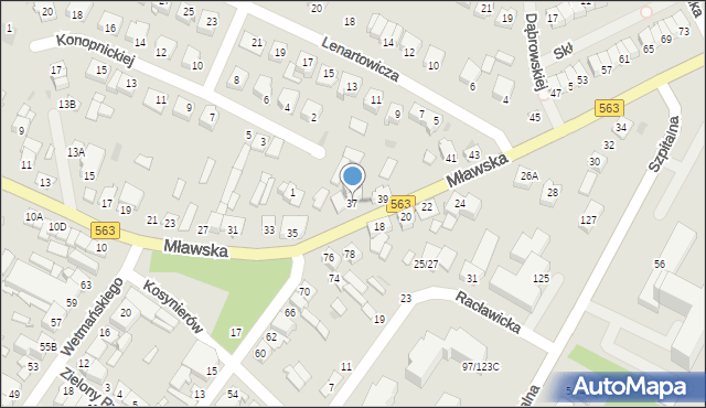 Żuromin, Mławska, 37, mapa Żuromin