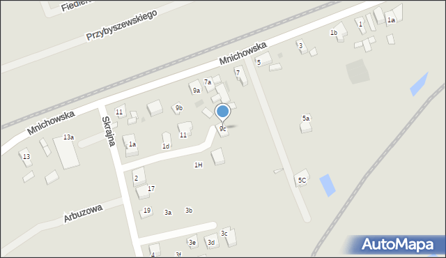 Gniezno, Mnichowska, 9c, mapa Gniezna