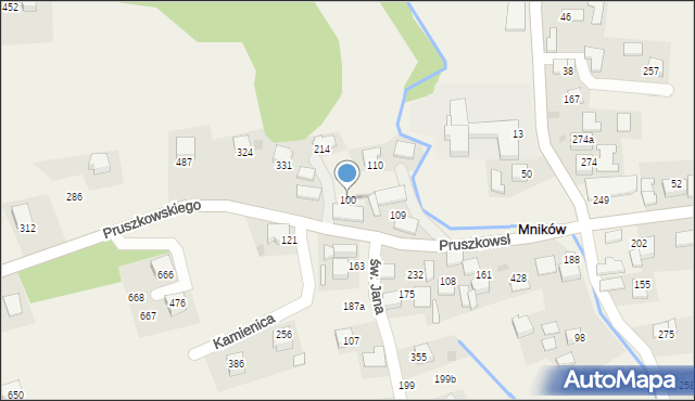 Mników, Mników, 100, mapa Mników