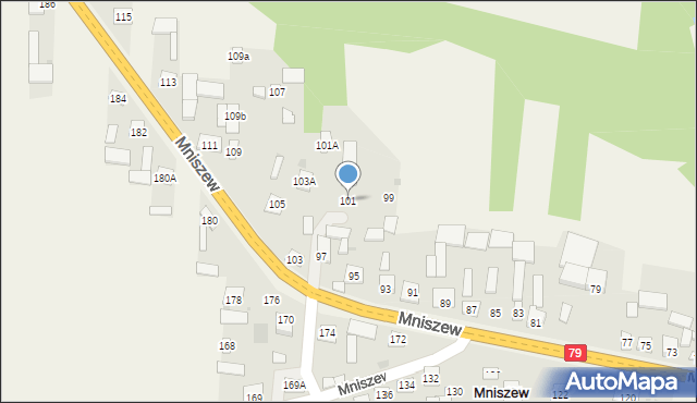 Mniszew, Mniszew, 101, mapa Mniszew