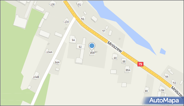 Mniszew, Mniszew, 90A, mapa Mniszew