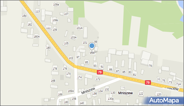 Mniszew, Mniszew, 95A, mapa Mniszew