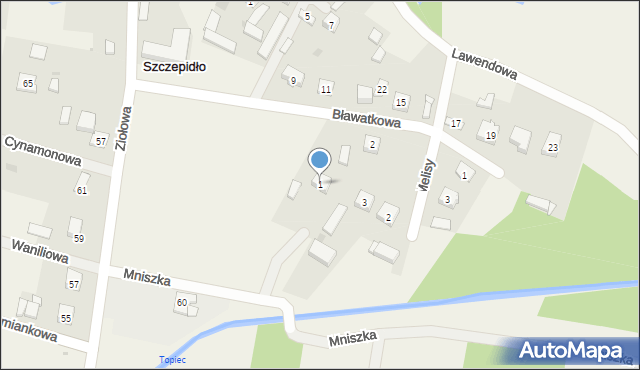 Szczepidło, Mniszka, 1, mapa Szczepidło