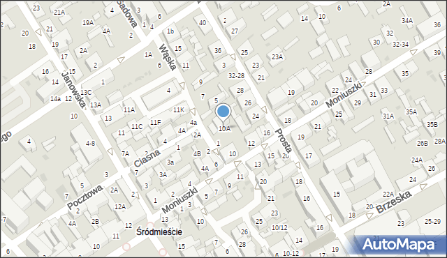 Biała Podlaska, Moniuszki Stanisława, 10A, mapa Białej Podlaskiej