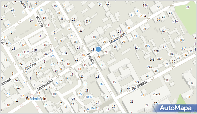 Biała Podlaska, Moniuszki Stanisława, 19, mapa Białej Podlaskiej