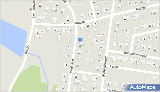 Białystok, Moniuszki Stanisława, 26, mapa Białegostoku