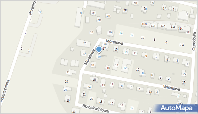 Bielany Wrocławskie, Morelowa, 19, mapa Bielany Wrocławskie