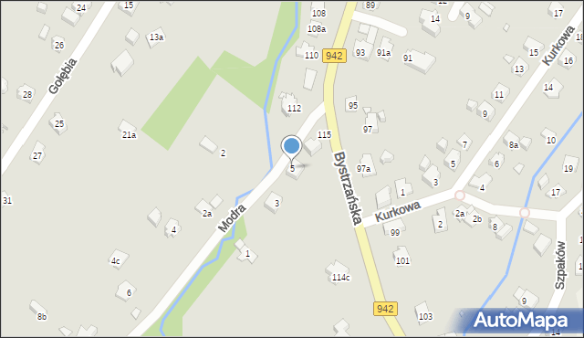 Bielsko-Biała, Modra, 5, mapa Bielsko-Białej