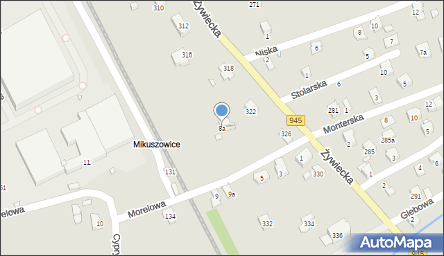 Bielsko-Biała, Morelowa, 8a, mapa Bielsko-Białej