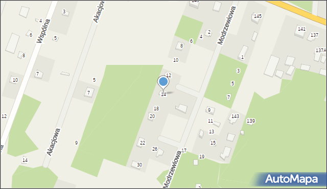 Borzychy, Modrzewiowa, 14, mapa Borzychy