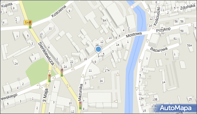 Brodnica, Mostowa, 7, mapa Brodnica