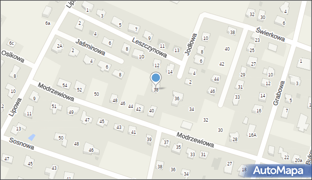 Brzozówka, Modrzewiowa, 38, mapa Brzozówka
