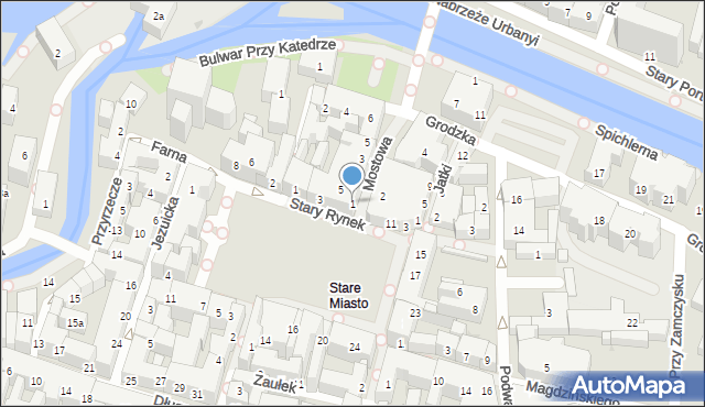 Bydgoszcz, Mostowa, 1, mapa Bydgoszczy